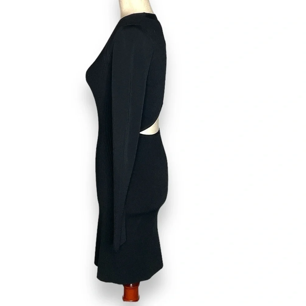 NWT Rag & Bone Black Ribbed Cutout Back Long Sleeve Stretch Bodycon Gail Mini S